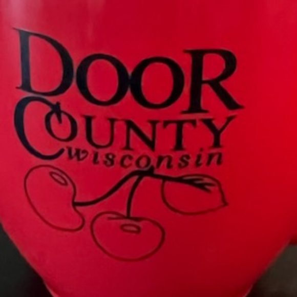 Door County Wisconsin Souvenir Cherry Red Ceramic M Ware Mug - Picture 5 of 5